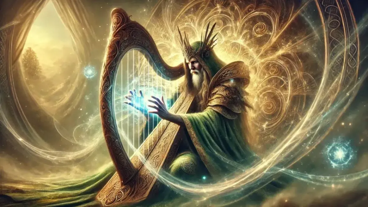 Dagda playing the harp